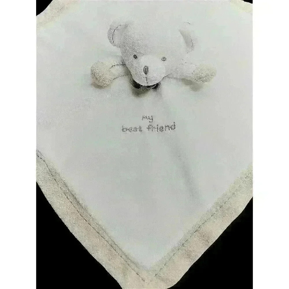 Carter's My Best Friend security blanket lovey rattle white beige 15 inches